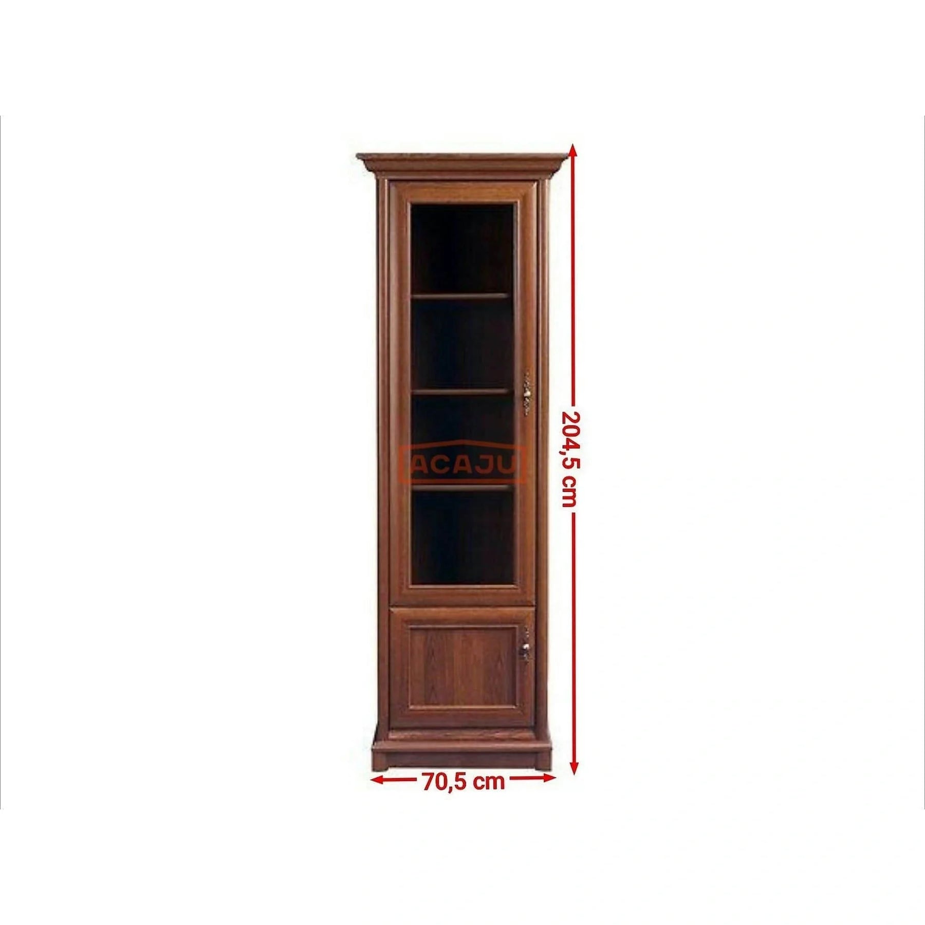 Vitrina KENT stanga, castan, PAL/sticla securizata, 71x43x205 cm