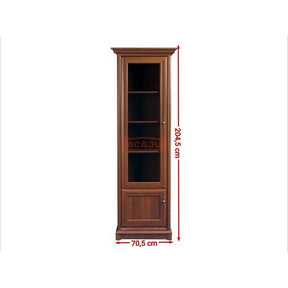 Vitrina KENT stanga, castan, PAL/sticla securizata, 71x43x205 cm