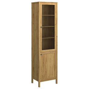 Vitrina KLARK, PAL laminat/MDF, stejar auriu, 55×42×210 cm