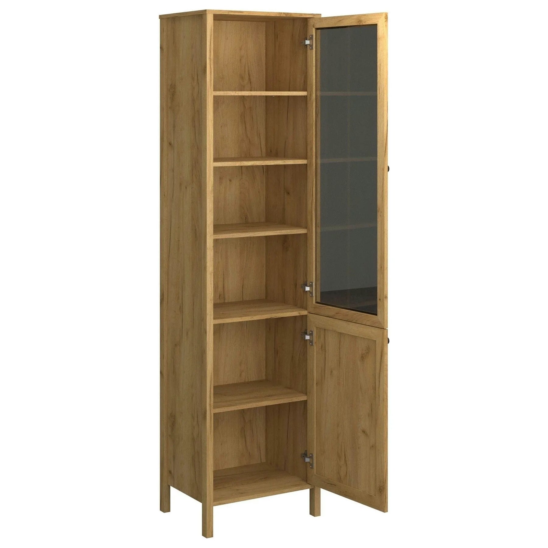 Vitrina KLARK, PAL laminat/MDF, stejar auriu, 55×42×210 cm