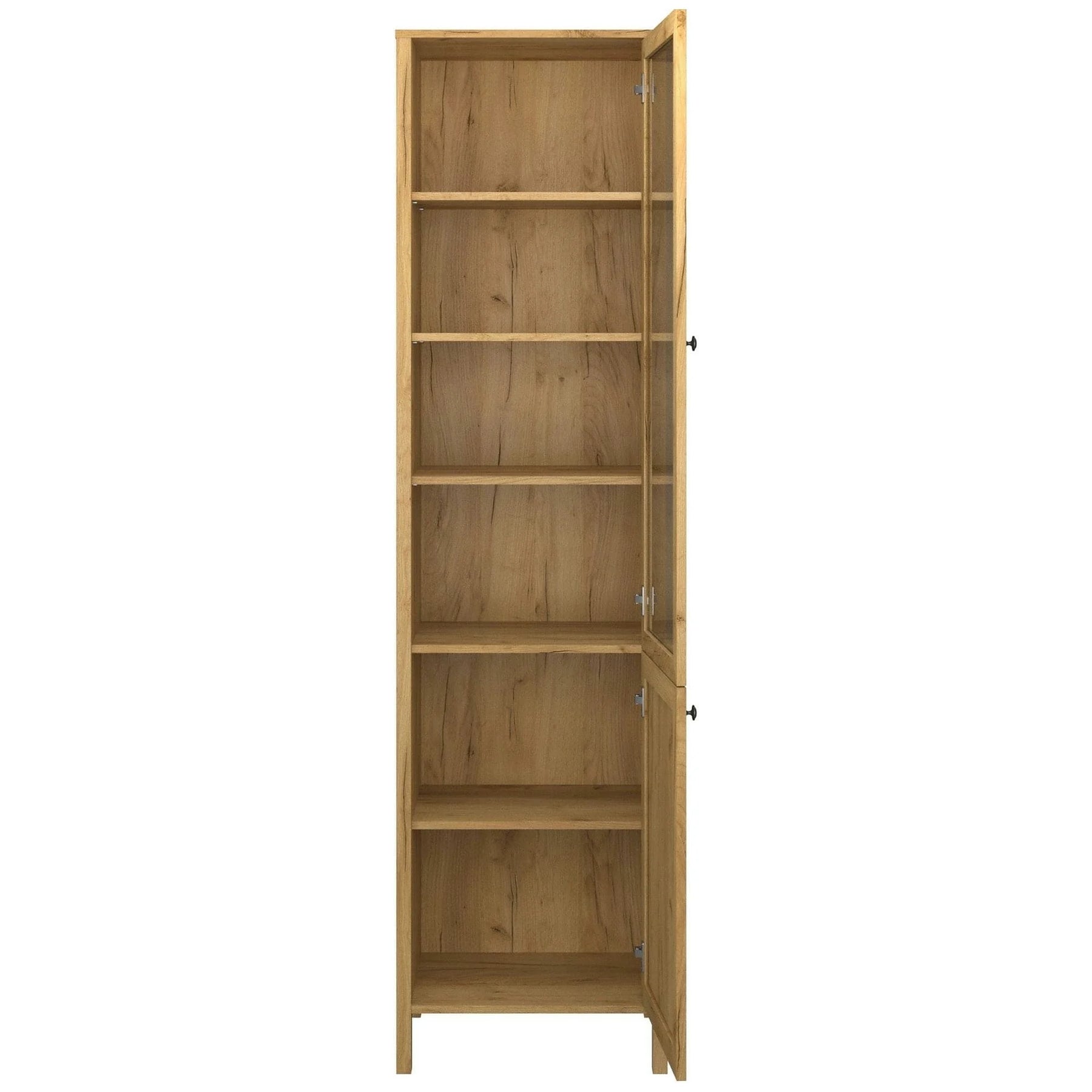 Vitrina KLARK, PAL laminat/MDF, stejar auriu, 55×42×210 cm