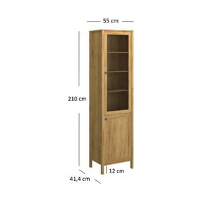 Vitrina KLARK, PAL laminat/MDF, stejar auriu, 55×42×210 cm