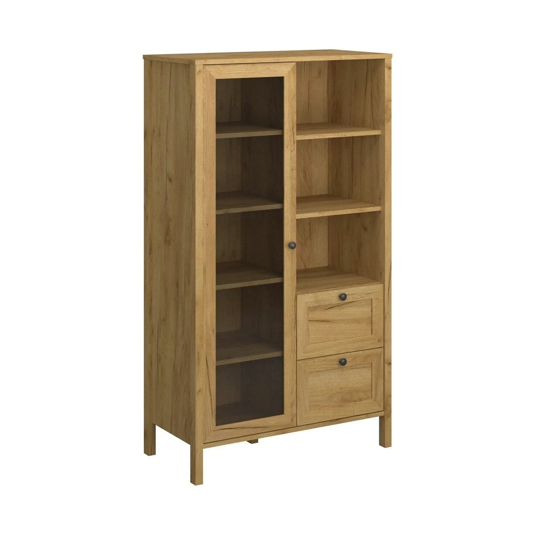 Vitrina KLARK, PAL laminat/MDF, stejar auriu, 84×42×150 cm