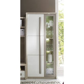 Vitrina ROMA 2, stejar Ferrara/alb lucios/gri mat, PAL/sticla, 90x43x194 cm