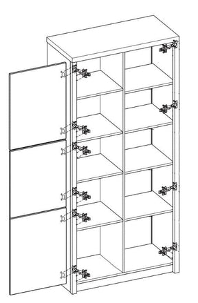 Vitrina ROMA 2, stejar Ferrara/alb lucios/gri mat, PAL/sticla, 90x43x194 cm