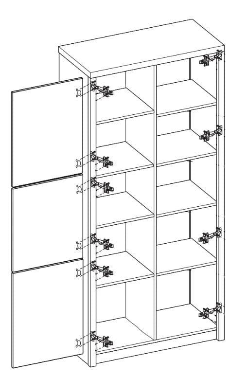 Vitrina ROMA 2, stejar Ferrara/alb lucios/gri mat, PAL/sticla, 90x43x194 cm
