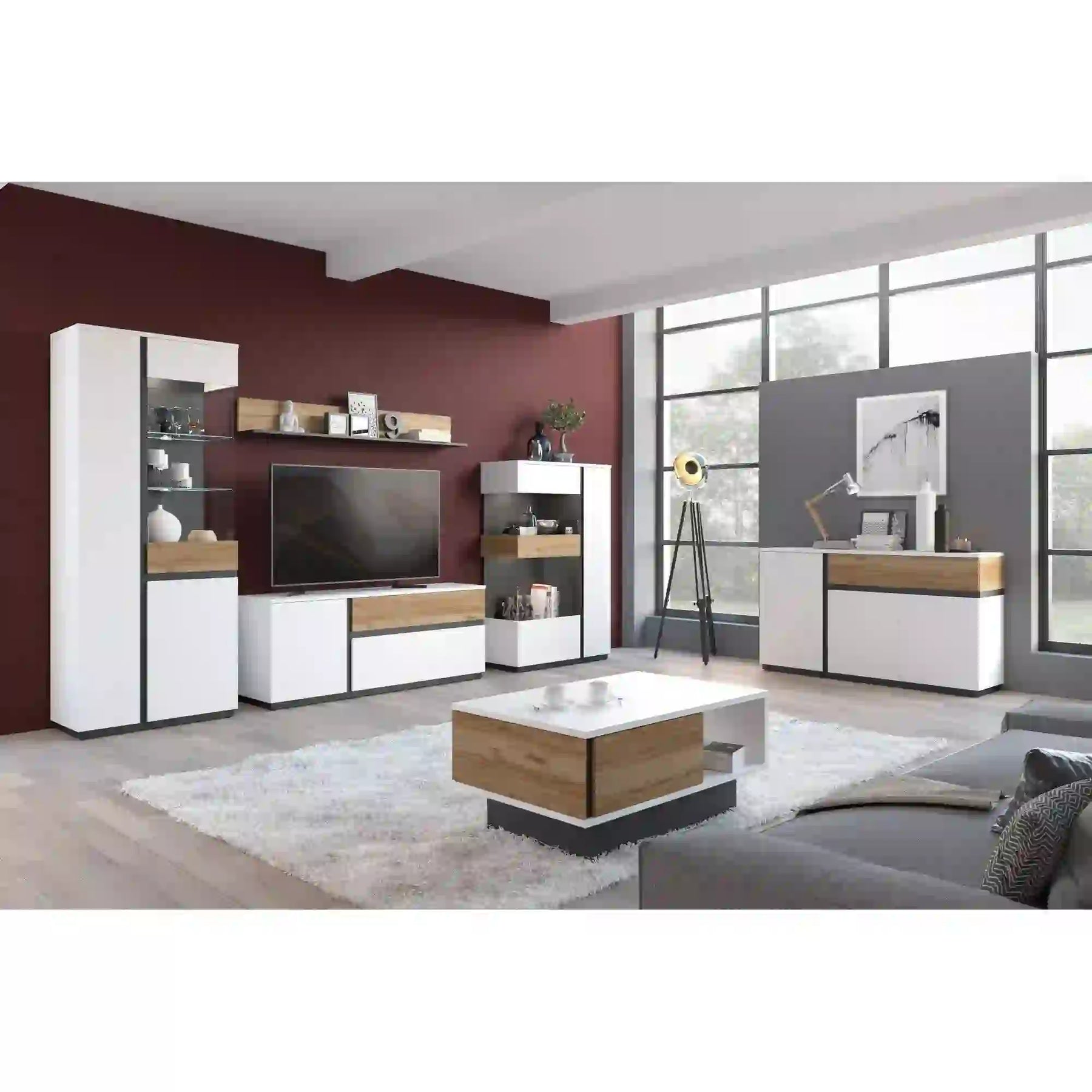 Vitrina NAPOLI OCN-28024, alb/stejar