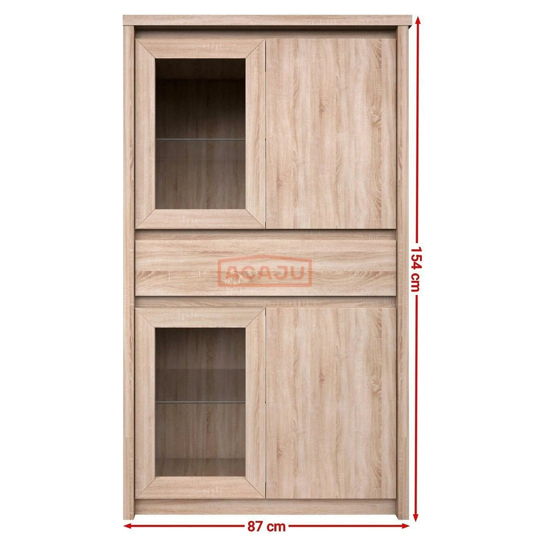 Vitrina NORTON, PAL laminat/sticlă, stejar sonoma, 87×40×154 cm