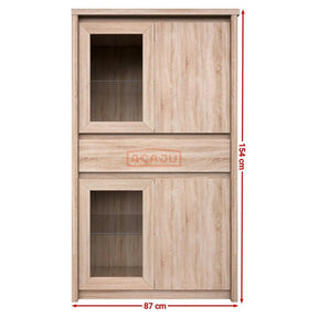 Vitrina NORTON, PAL laminat/sticlă, stejar sonoma, 87×40×154 cm