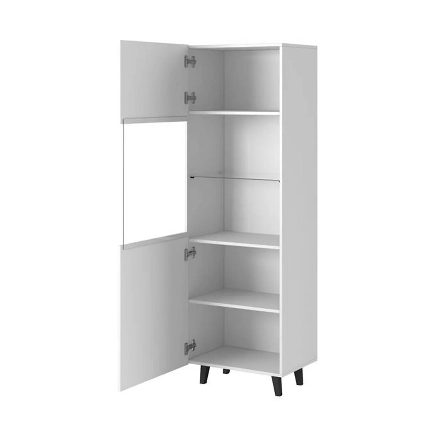 Vitrina PAFOS, PAL laminat/MDF laminat/sticlă, alb, 60×40×182 cm