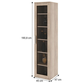 Vitrină cu rafturi, pal melaminat, stejar sonoma, DUNAJ  Tip4