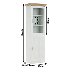 Vitrina living ROYAL W1D, PAL melaminat, pin nordic/stejar salbatic, 57x39x187 cm