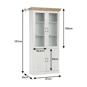 Vitrina living ROYAL W4D, PAL melaminat, pin nordic/stejar salbatic, 87x39x187 cm