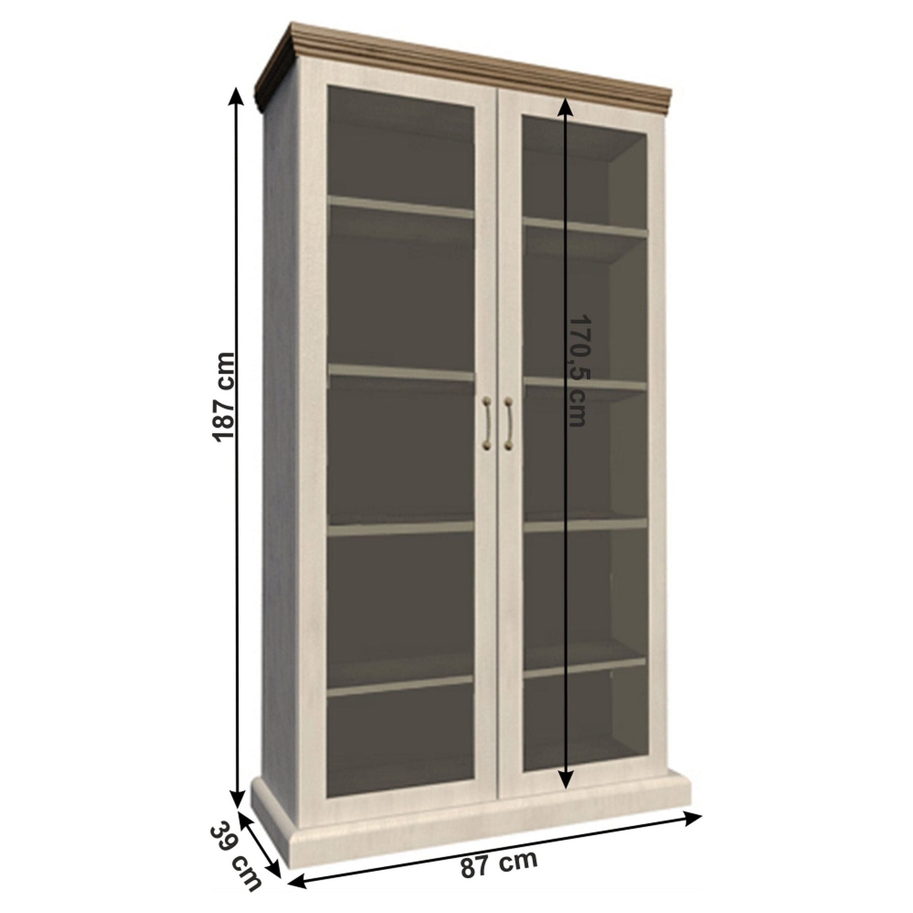 Vitrina living ROYAL WS, PAL melaminat, pin nordic/stejar salbatic, 87x39x187 cm