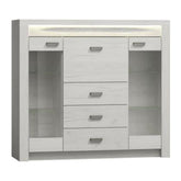 Comoda INFINITY I-08, PAL melaminat, frasin alb, 137x42x122 cm