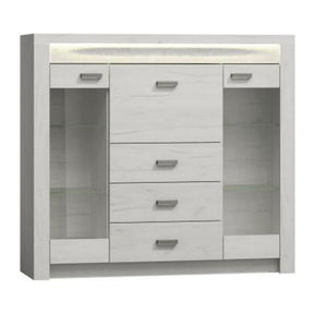 Comoda INFINITY I-08, PAL melaminat, frasin alb, 137x42x122 cm