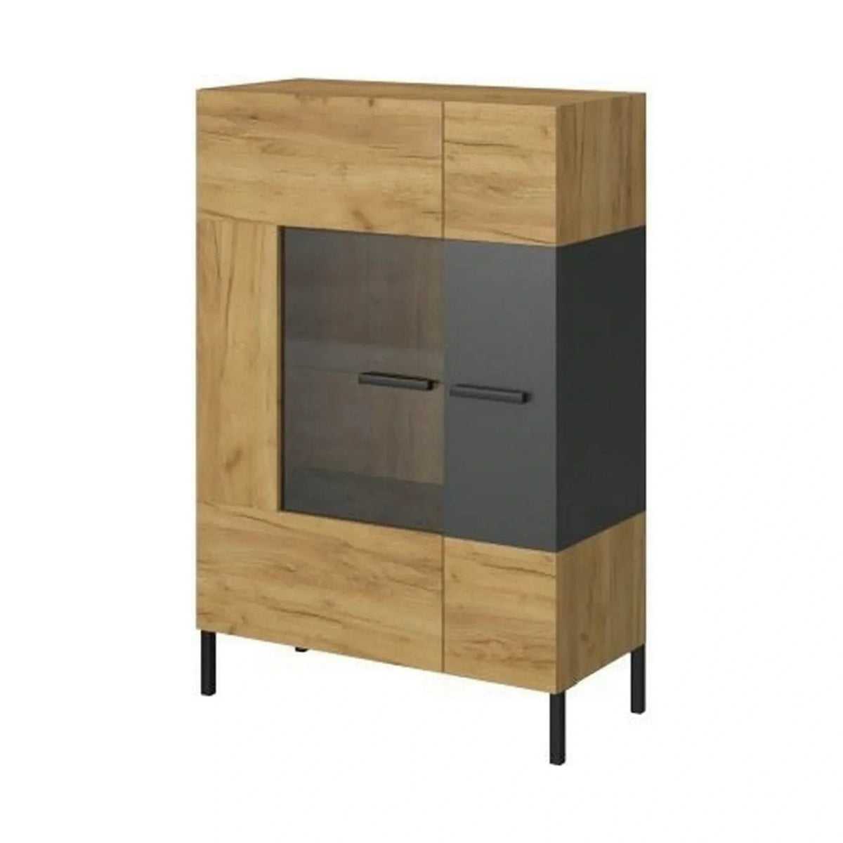 Vitrina SANTES, stejar artisan auriu, PAL laminat, 90x42x135 cm