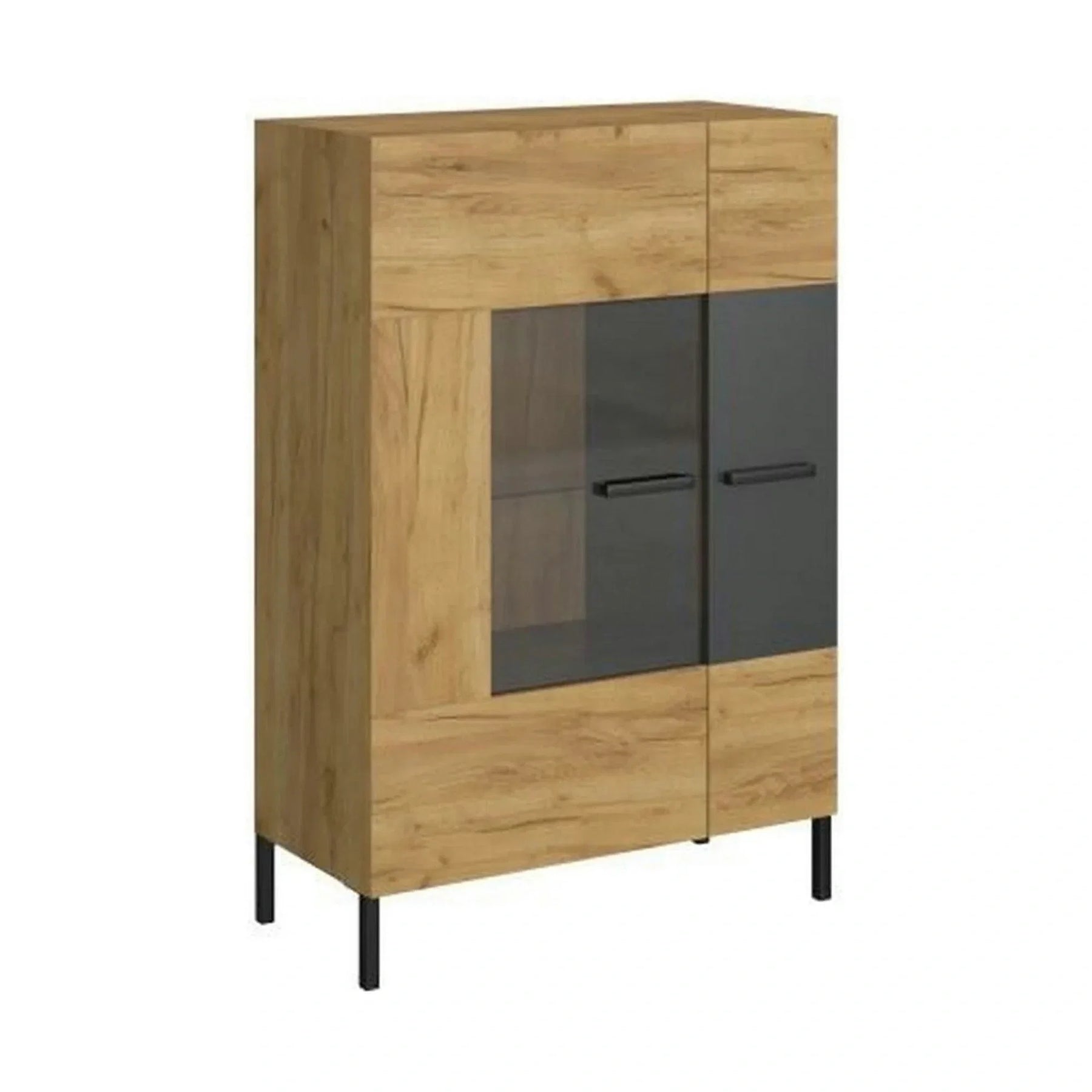 Vitrina SANTES, PAL laminat, stejar artisan auriu, 90×42×135 cm