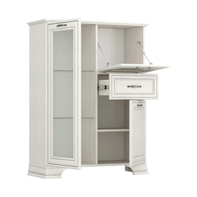 Vitrina TIFFANY II, PAL laminat/MDF/metal, grej, 94×37×125.3 cm