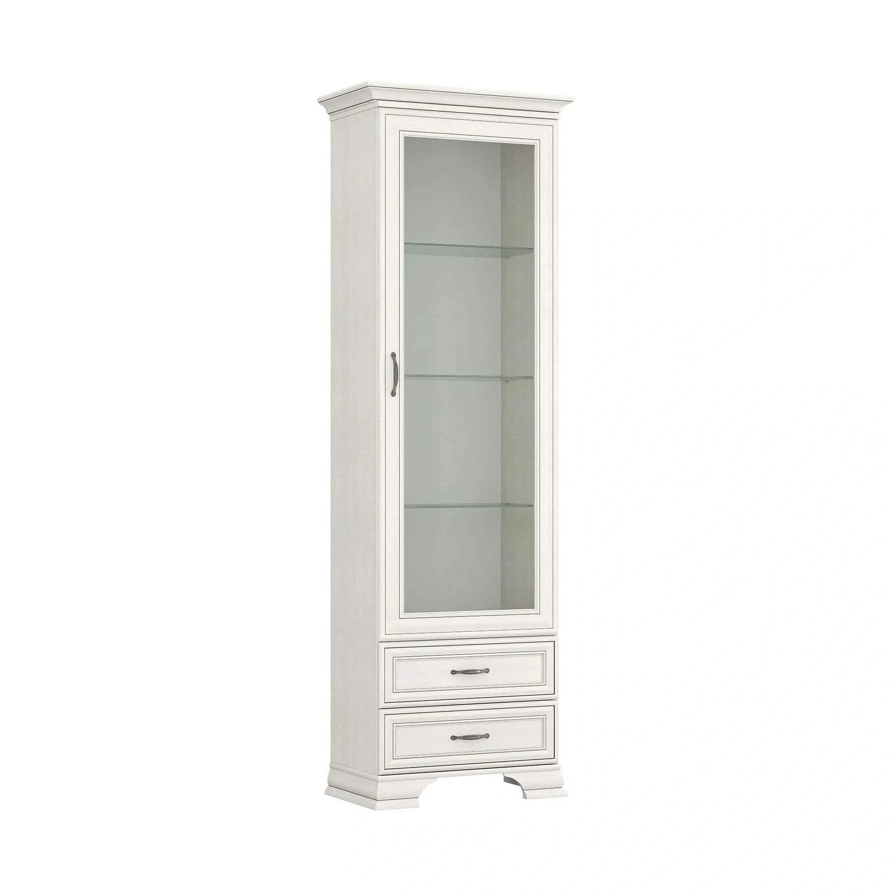 Vitrina TIFFANY II, PAL laminat/metal/sticlă, grej, 69×40×212 cm