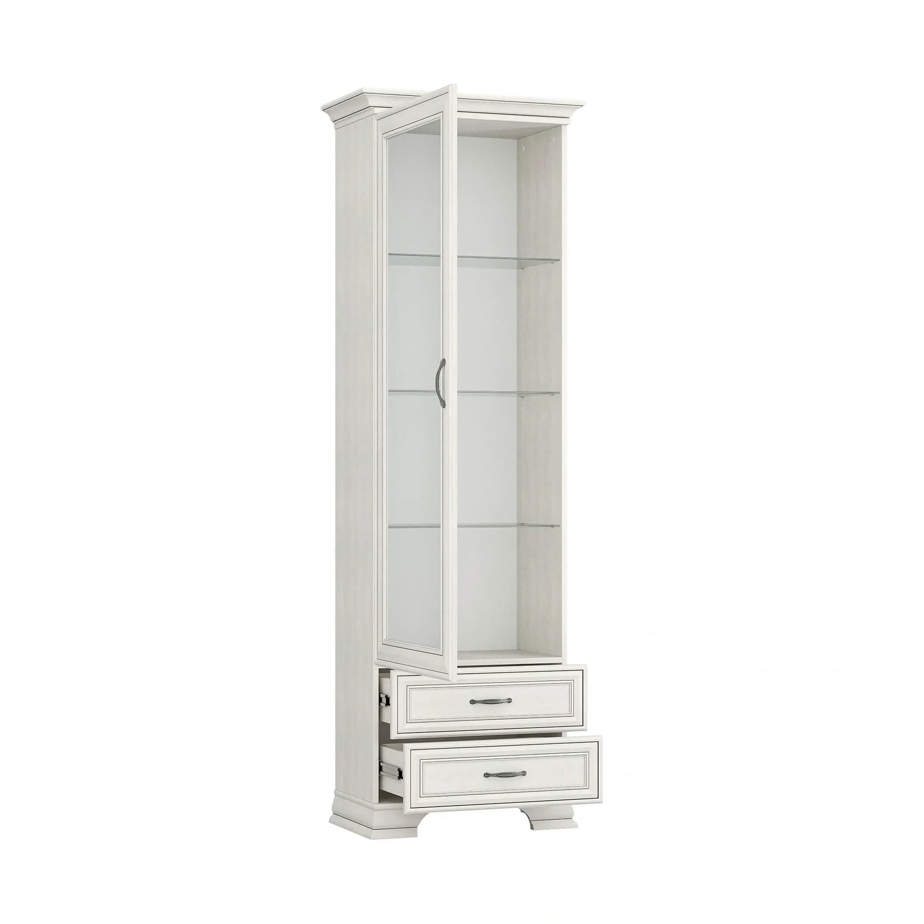 Vitrina TIFFANY II, PAL laminat/metal/sticlă, grej, 69×40×212 cm