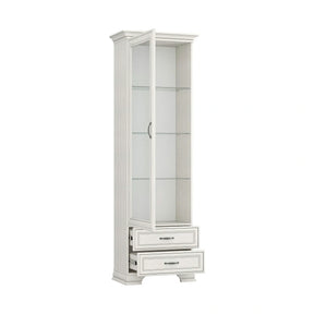Vitrina TIFFANY II, PAL laminat/metal/sticlă, grej, 69×40×212 cm