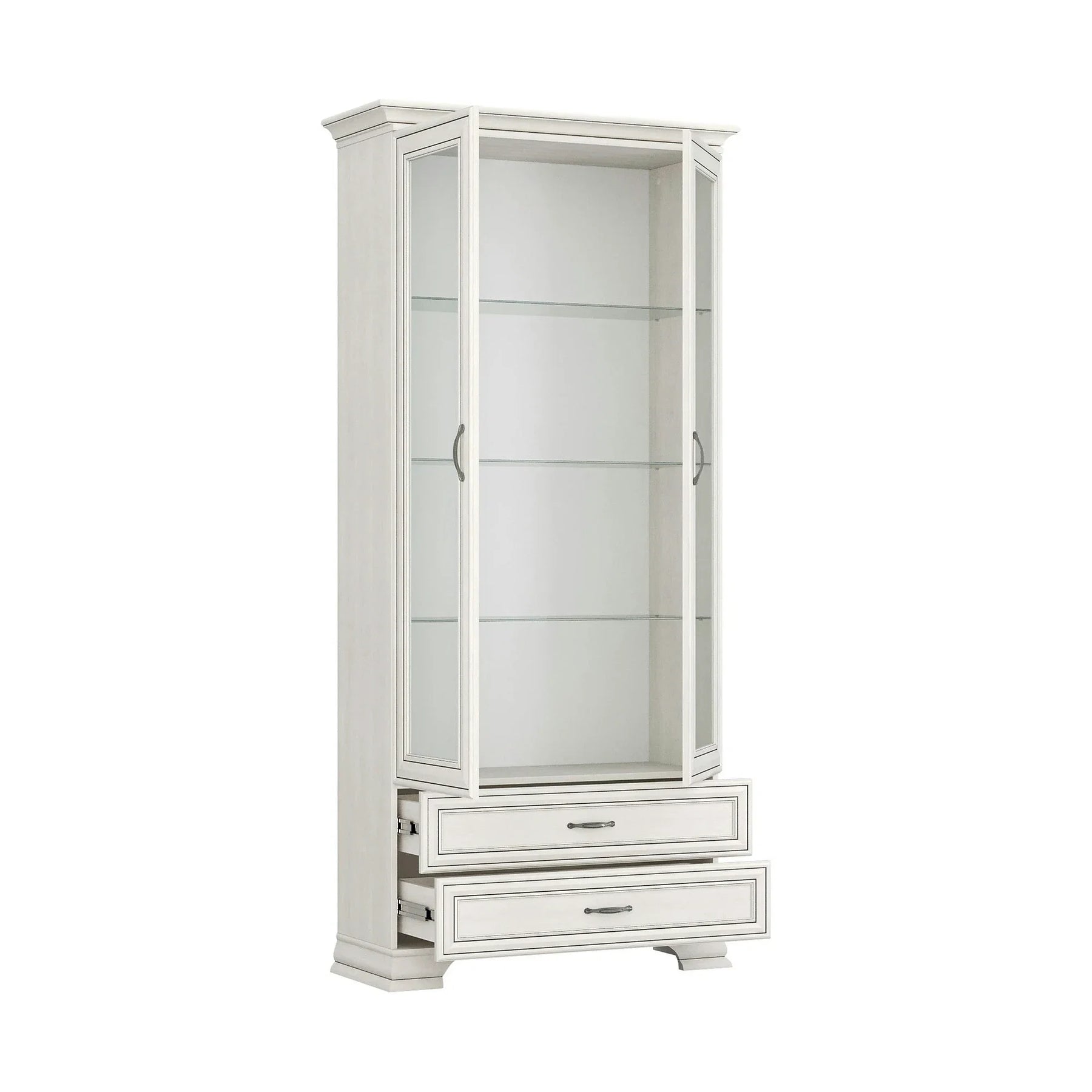 Vitrina TIFFANY II, PAL laminat/metal/sticlă, grej, 99×40×212 cm
