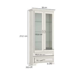 Vitrina TIFFANY II, PAL laminat/metal/sticlă, grej, 99×40×212 cm