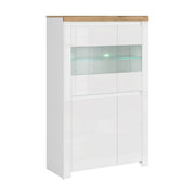 Vitrina VIGO 2D2W, alb/stejar wotan, PAL laminat, sticla, 98x42x157 cm