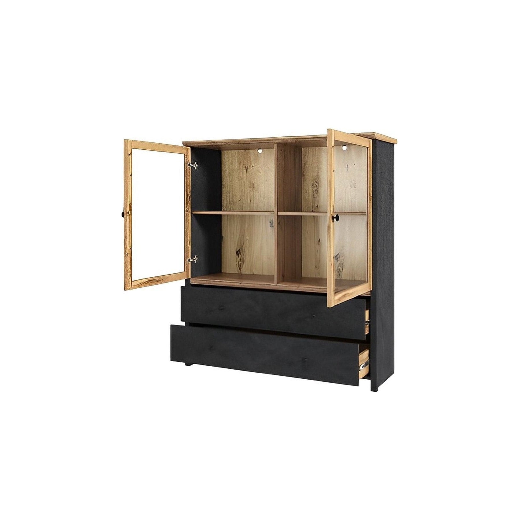 Vitrina NICOLE, stejar wotan/gri antracit, PAL laminat/sticla, 123x42x138 cm