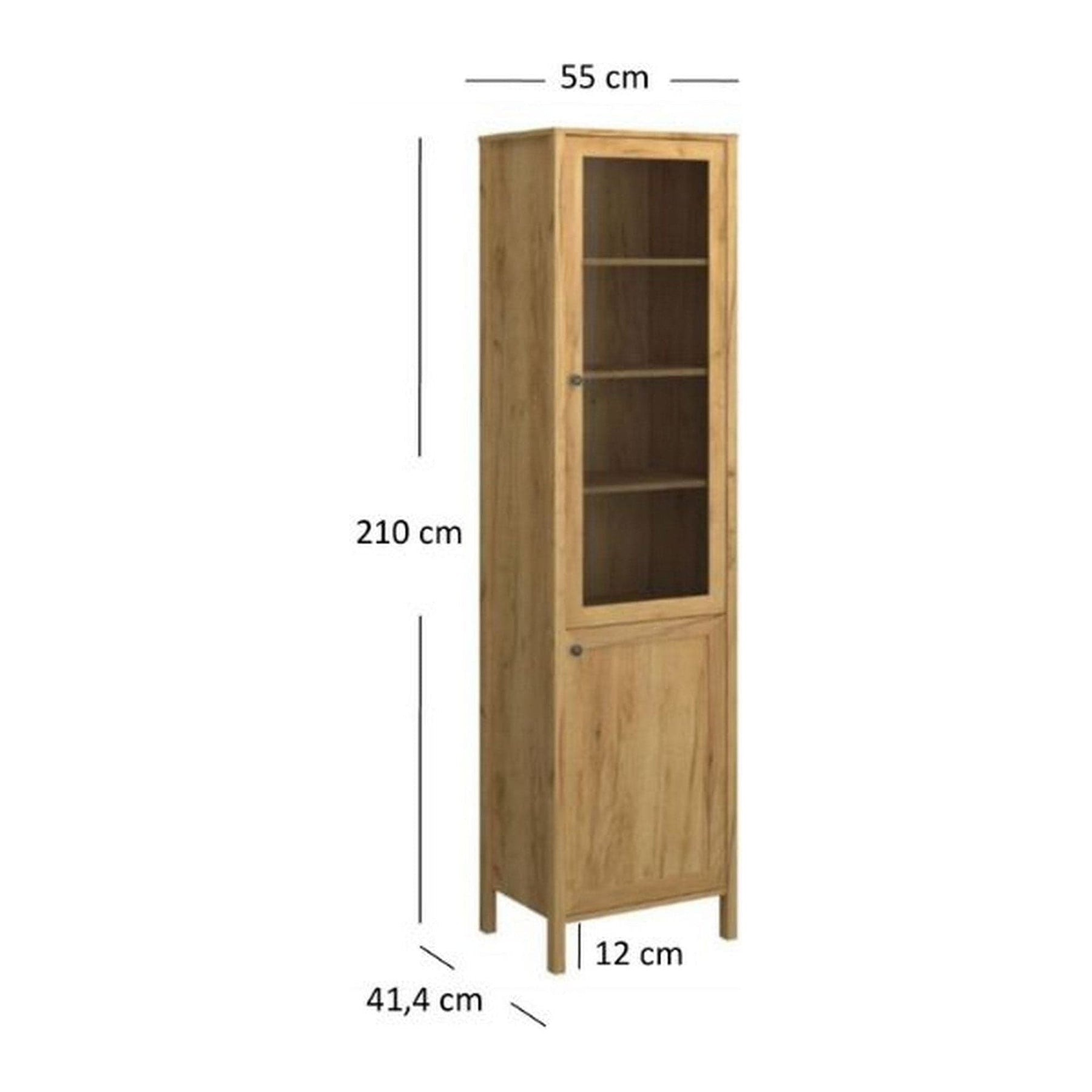 Vitrina KLARK, stejar auriu, PAL laminat, 55x42x210 cm