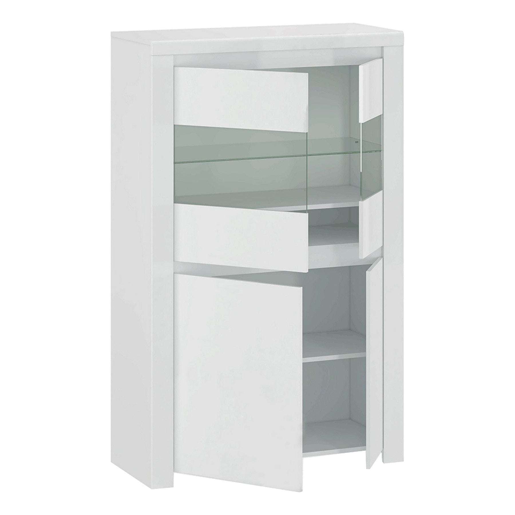 Vitrina LINGO, alb, PAL laminat, sticla, 98x42x157 cm