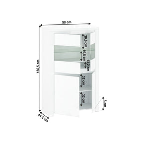 Vitrina LINGO, alb, PAL laminat, sticla, 98x42x157 cm