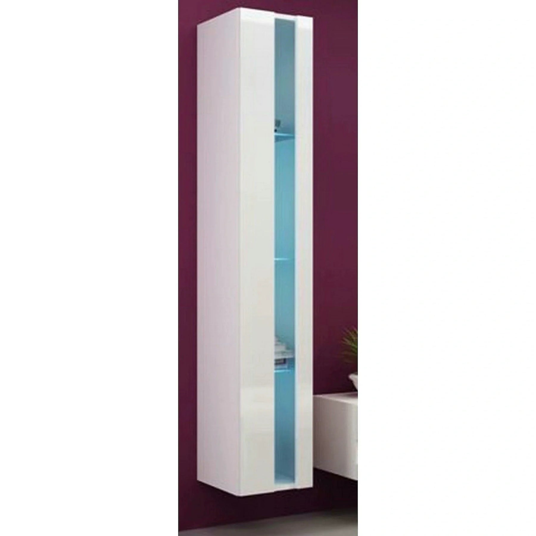 Vitrina VIGO NEW 180, alb, PAL laminat/MDF laminat, 40x30x180 cm