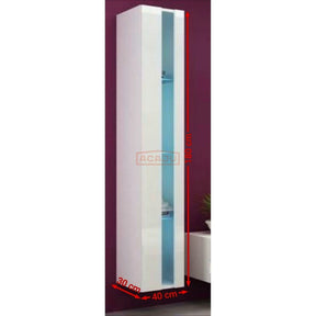 Vitrina VIGO NEW 180, PAL laminat/MDF laminat, alb, 40×30×180 cm