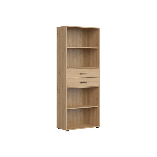 Biblioteca SPACE OFFICE, stejar artisan, PAL laminat, cu 2 sertare, 80x37x203 cm