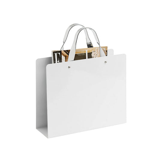 Suport ziare CLOE, alb, metal, 30x10x35 cm