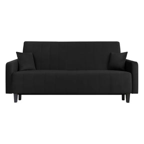 Canapea extensibila MARCIA, stofa catifelata negru - Velluto 19, cu lada depozitare, 215x101x96 cm