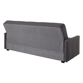 Canapea extensibila MARO, stofa clasica gri inchis - Mossa 99, cu lada depozitare, 207x95x95 cm