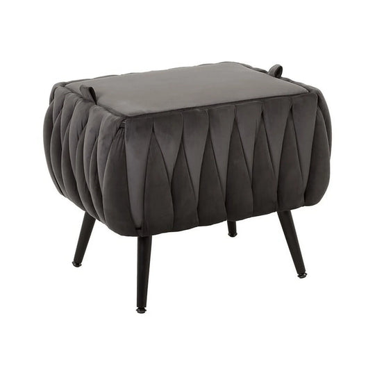 Taburet FLINT, stofa catifelata gri, 55x45x46 cm