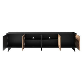 Comoda TV RANDOM, stejar wotan/negru, PAL furniruit, 200x40x52 cm