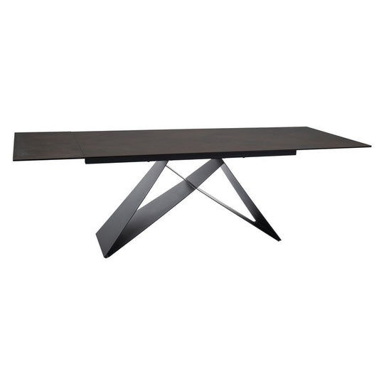 Masa extensibila WESTIN, maro/negru, sticla/ceramica/metal, 160/240x90x77 cm