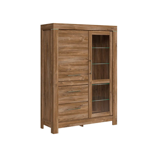 Vitrina GENT, stejar stirling, PAL, cu iluminare LED, 115x42x159 cm