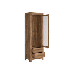 Vitrina GENT, stejar stirling, PAL laminat, cu iluminare LED, 68x42x201 cm