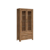 Vitrina GENT, stejar stirling, PAL laminat, cu iluminare LED, 98x42x201 cm