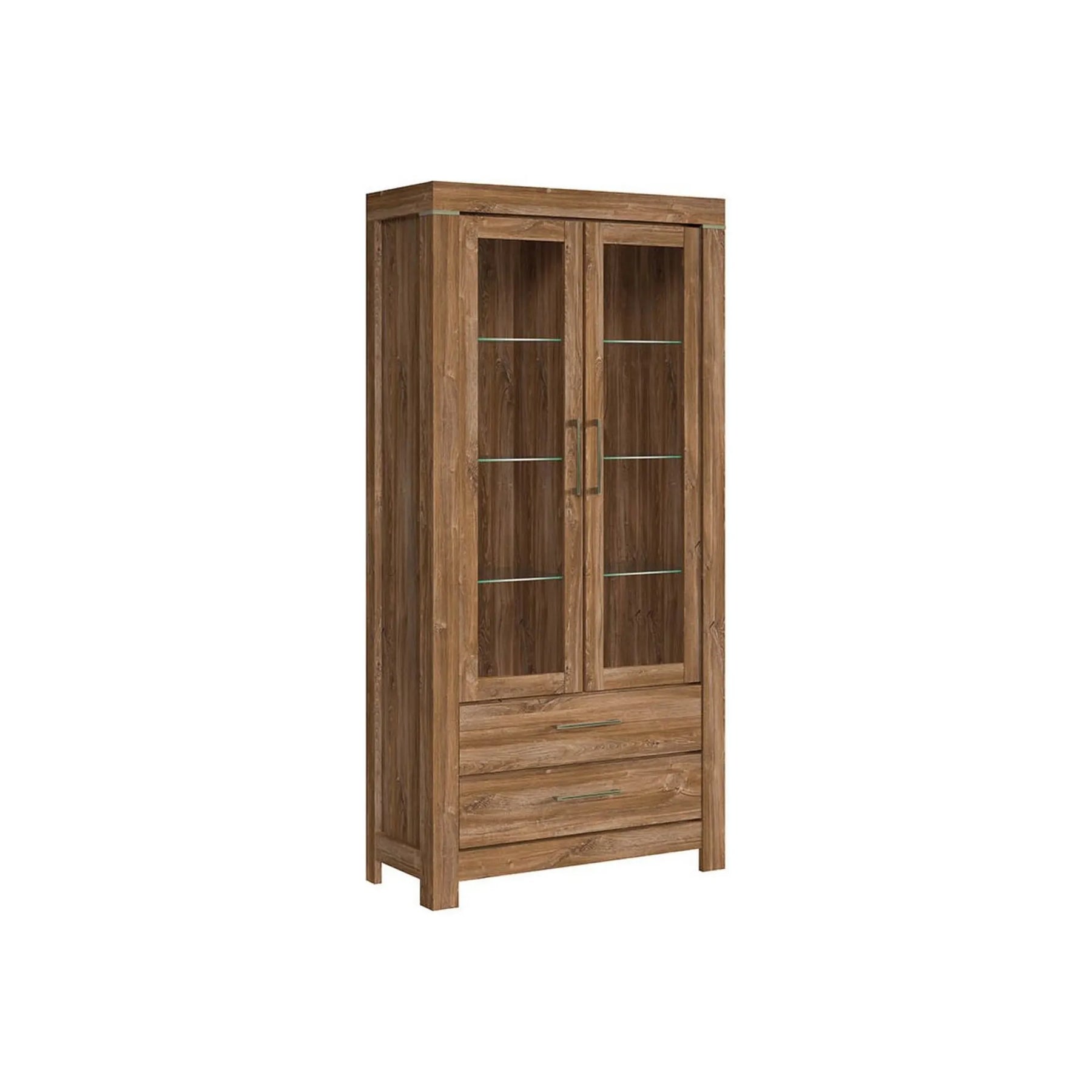 Vitrina GENT, stejar stirling, PAL laminat, cu iluminare LED, 98x42x201 cm