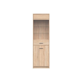 Vitrina NEPO PLUS, stejar sonoma, PAL laminat/sticla, 60x34x197 cm