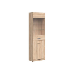 Vitrina NEPO PLUS, stejar sonoma, PAL laminat/sticla, 60x34x197 cm