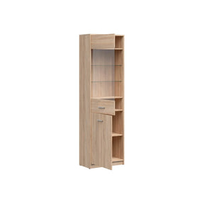 Vitrina NEPO PLUS, stejar sonoma, PAL laminat/sticla, 60x34x197 cm