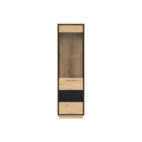 Vitrina PONT, stejar artizanal/negru mat, PAL/sticla, 58x42x200.5 cm